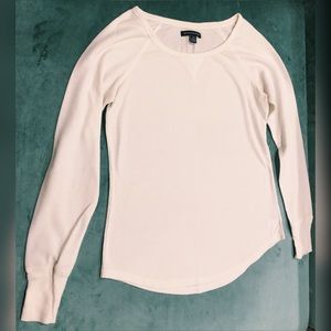 AMERICAN EAGLE Cream Waffle Knit Long Sleeve